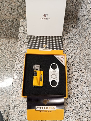 Cohiba set accendino giallo - set, a